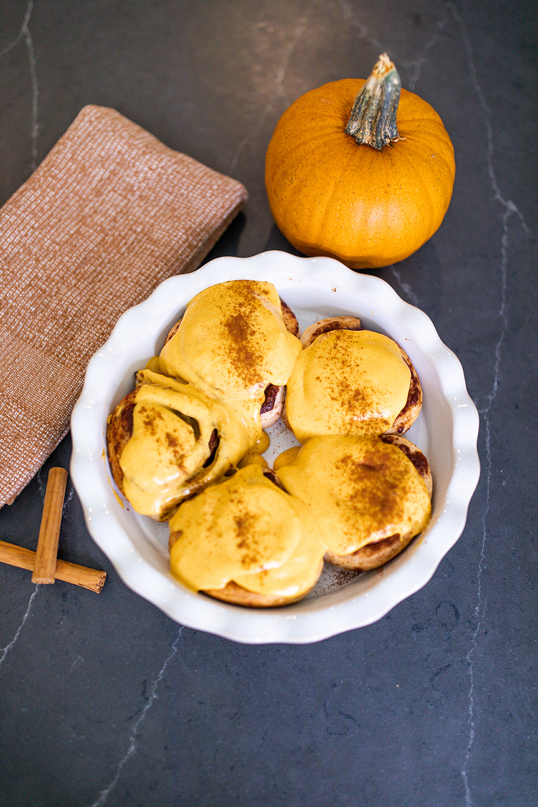 Cinnamon Rolls with Pumpkin Cream Cheese Icing